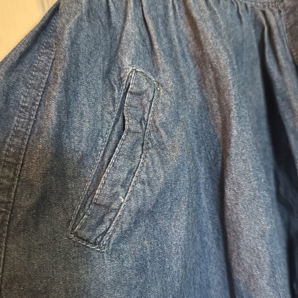 Prototype chambray denim dress tie back Pearl snap western girlie size medium - Picture 2 of 5